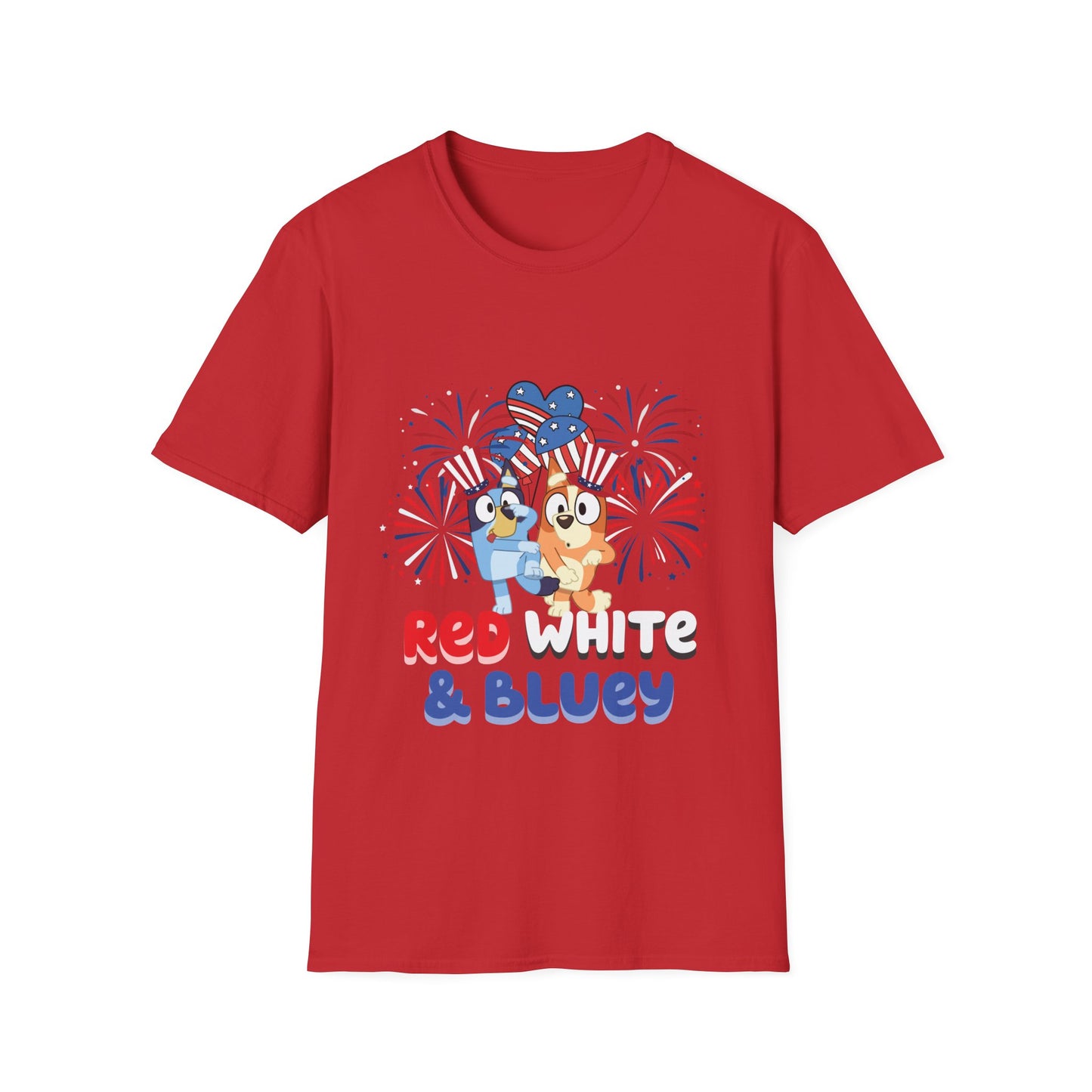 Patriotic Blue Dog Adult T-Shirt | USA Flag Dog Tee | 4th of July Shirt | American Pride | Unisex Summer Outfit