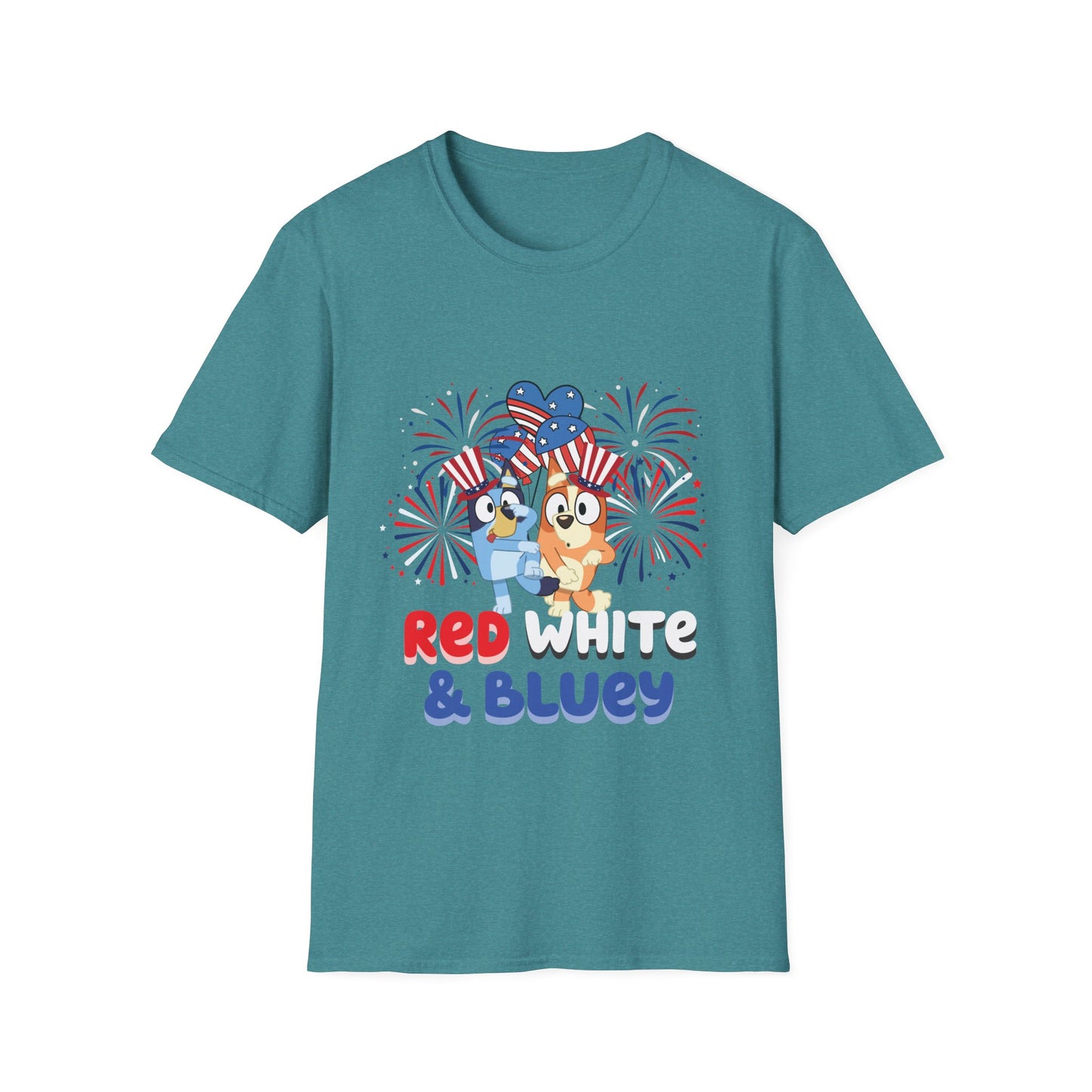 Patriotic Blue Dog Adult T-Shirt | USA Flag Dog Tee | 4th of July Shirt | American Pride | Unisex Summer Outfit