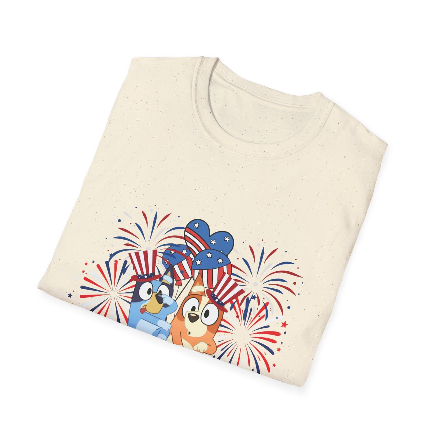 Patriotic Blue Dog Adult T-Shirt | USA Flag Dog Tee | 4th of July Shirt | American Pride | Unisex Summer Outfit