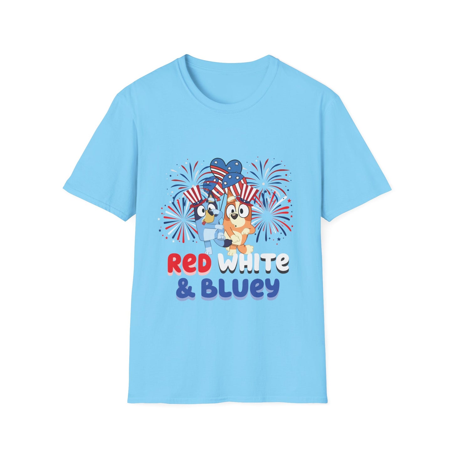 Patriotic Blue Dog Adult T-Shirt | USA Flag Dog Tee | 4th of July Shirt | American Pride | Unisex Summer Outfit