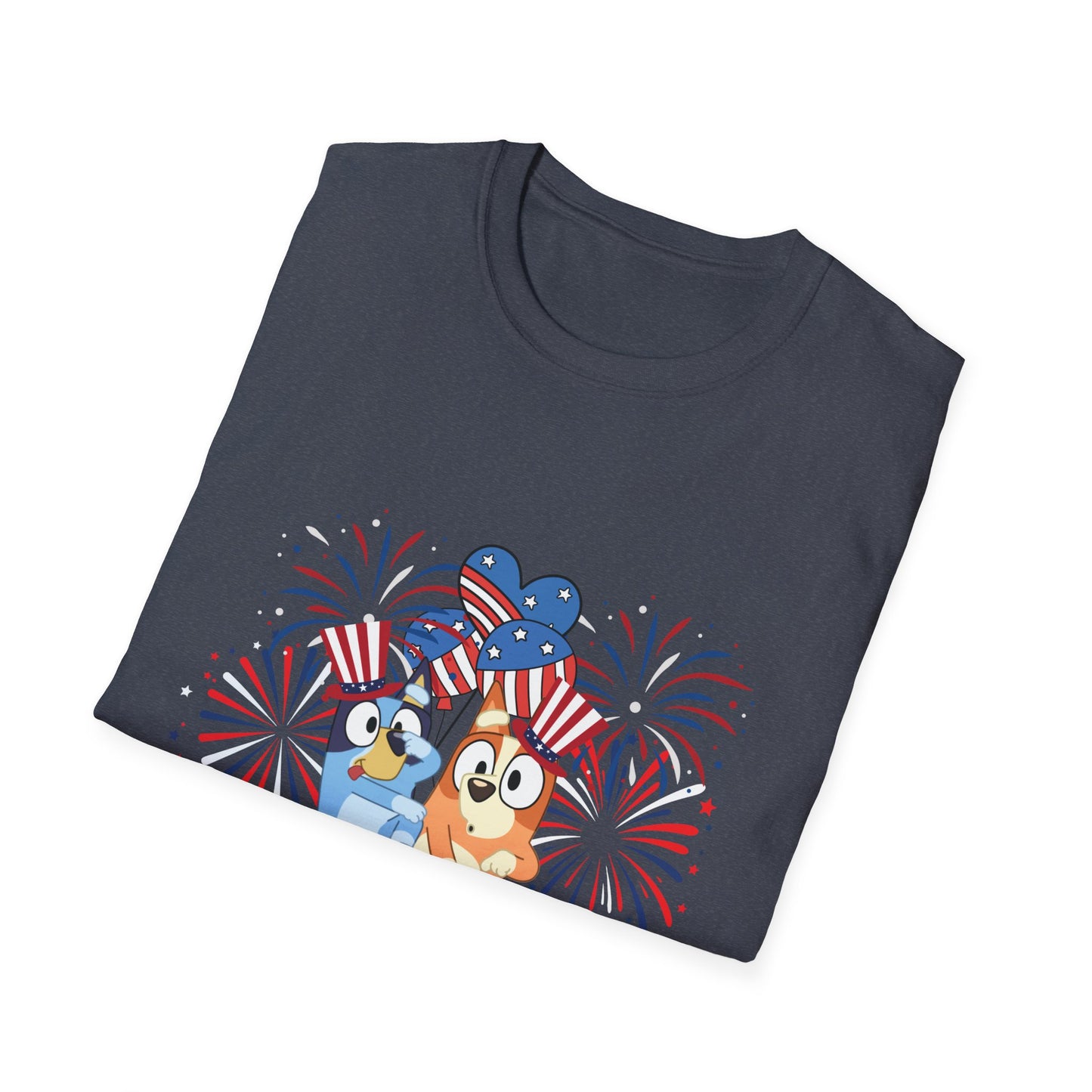 Patriotic Blue Dog Adult T-Shirt | USA Flag Dog Tee | 4th of July Shirt | American Pride | Unisex Summer Outfit