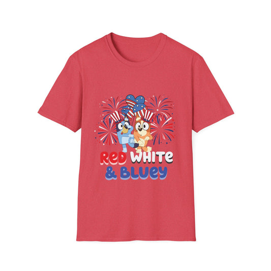 Patriotic Blue Dog Adult T-Shirt | USA Flag Dog Tee | 4th of July Shirt | American Pride | Unisex Summer Outfit