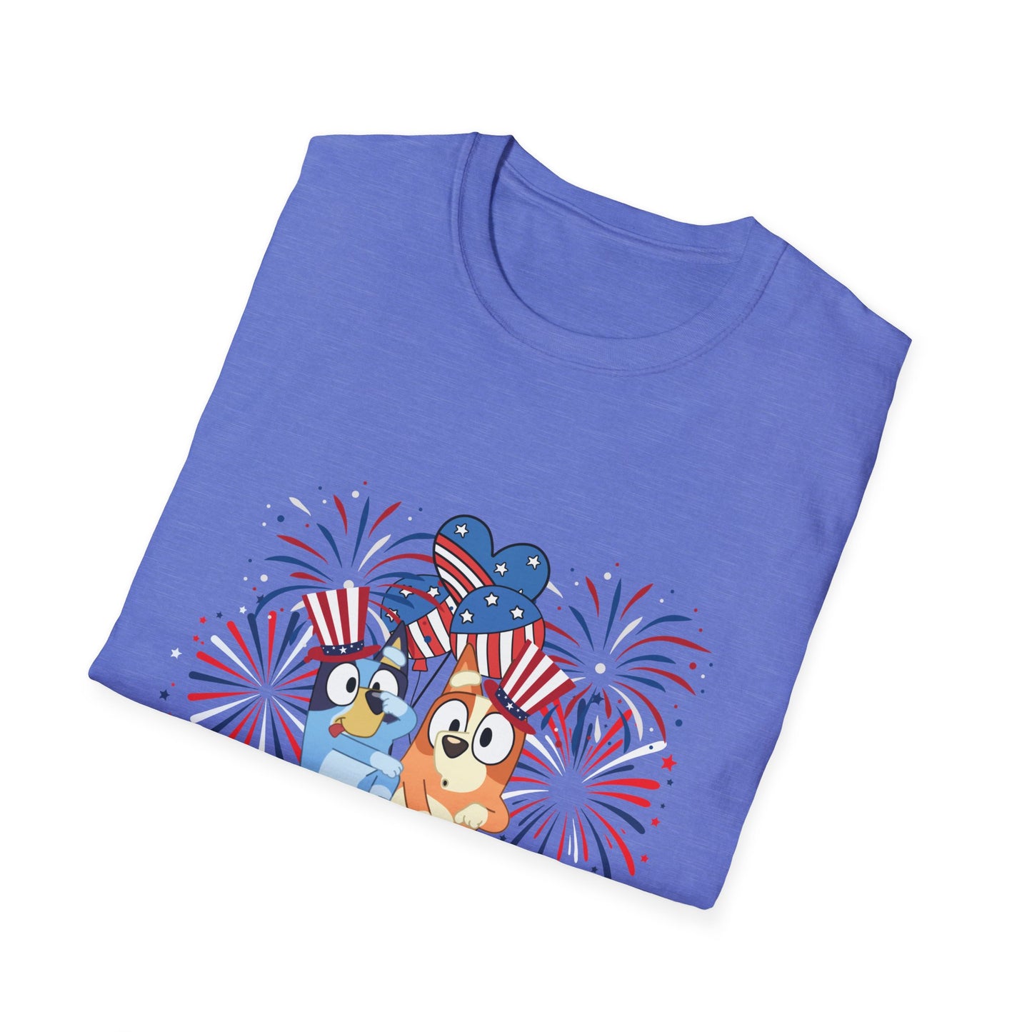 Patriotic Blue Dog Adult T-Shirt | USA Flag Dog Tee | 4th of July Shirt | American Pride | Unisex Summer Outfit