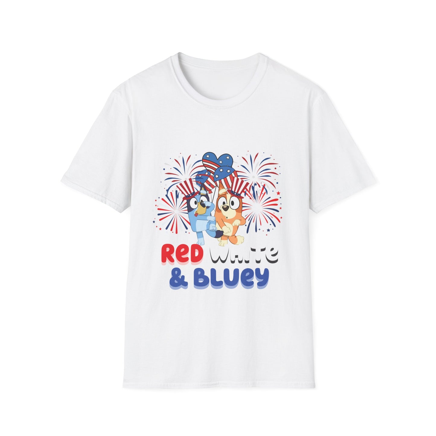 Patriotic Blue Dog Adult T-Shirt | USA Flag Dog Tee | 4th of July Shirt | American Pride | Unisex Summer Outfit