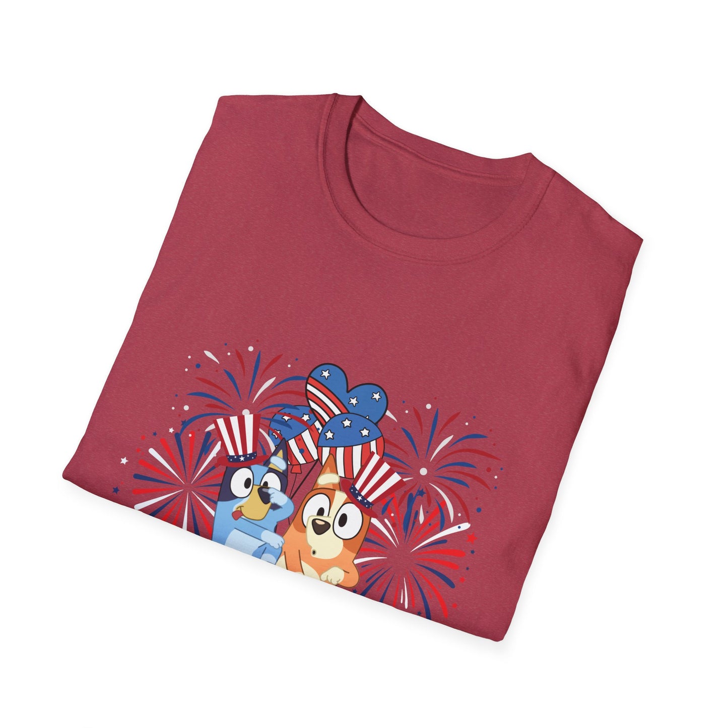 Patriotic Blue Dog Adult T-Shirt | USA Flag Dog Tee | 4th of July Shirt | American Pride | Unisex Summer Outfit