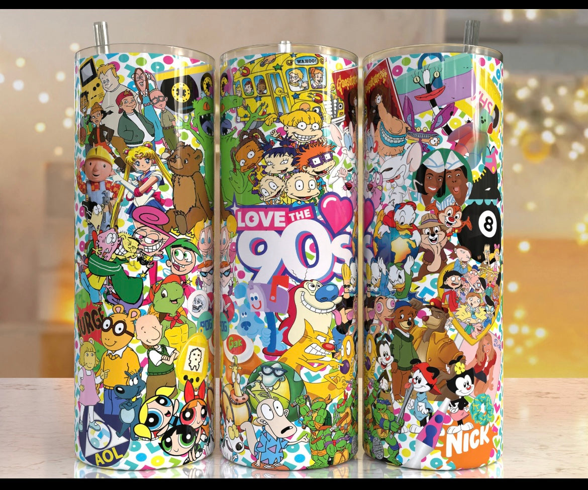 90s Cartoon 20oz Skinny Tumbler