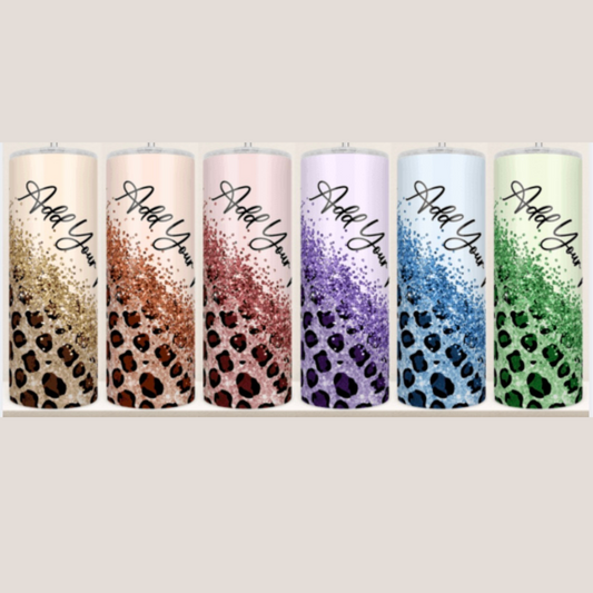 Diagonal Leopard Glitter 20oz Skinny Tumbler