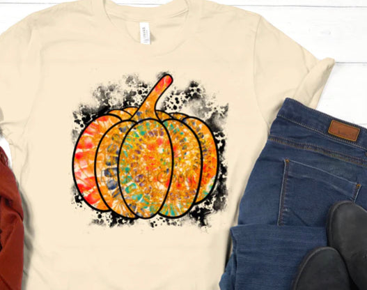 Tie Dye Pumpkin DTF Shirt