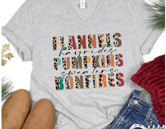 Flannel Pumpkin and Bonfires DTF Shirt